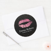 Hot Pink Lips Roos Gold Confetti Makeup Artist Ronde Sticker (Envelop)