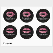 Hot Pink Lips Roos Gold Confetti Makeup Artist Ronde Sticker (Vel)