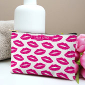 Hot Pink Lipstick Kiss Patroon Cosmetisch Etui