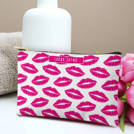 Hot Pink Lipstick Kiss Patroon Cosmetisch Etui