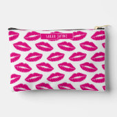 Hot Pink Lipstick Kiss Patroon Cosmetisch Etui (Achterkant)