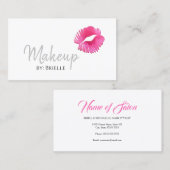 Hot Pink Lipstick Kus Moderne Make-up Artiest Visitekaartje (Voorkant / Achterkant)