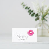 Hot Pink Lipstick Kus Moderne Make-up Artiest Visitekaartje (Staand voorkant)