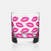 Hot Pink Lipstick Kus Patroon Whiskey Glas (Achterkant)