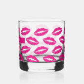 Hot Pink Lipstick Kus Patroon Whiskey Glas (Links)