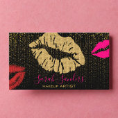 Hot Pink Lipstick Make-up Artist Goud Zwart Visitekaartje