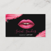 Hot Pink Lipstick Make-up Artist Zwart Visitekaartje (Voorkant)