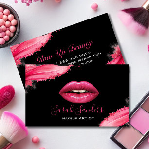 Hot Pink Lipstick Make-up Artist Zwart Visitekaartje