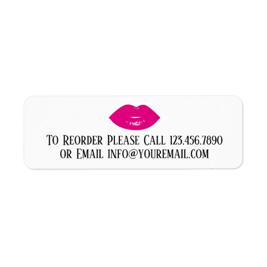 Hot Pink Lipstick Print Make-up Distributeur Reord Etiket (Voorkant)
