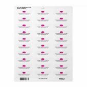 Hot Pink Lipstick Print Make-up Distributeur Reord Etiket (Full Sheet)