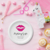 Hot Pink Lipstick Sweet Zestien verjaardag Papieren Bordje (Feest)