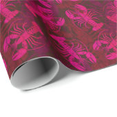 Hot Pink Lobster Beach Party Cadeaupapier (Rol Hoek)