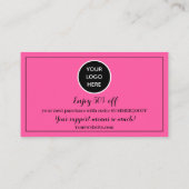 Hot Pink Logo Dank u Business Reward Punch Klantenkaartje (Achterkant)