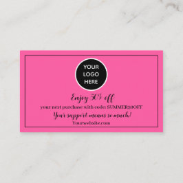 Hot Pink Logo Dank u Business Reward Punch Klantenkaartje