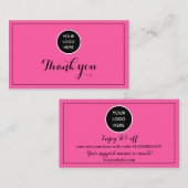 Hot Pink Logo Dank u Business Reward Punch Klantenkaartje (Voorkant / Achterkant)