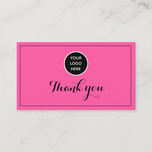 Hot Pink Logo Dank u Business Reward Punch Klantenkaartje (Voorkant)