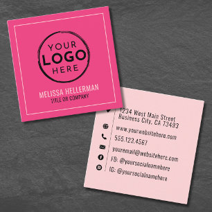 Hot Pink Logo Professionele Minimalist Vierkante Visitekaartje