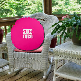 Hot Pink - logo toevoegen Rond Kussen