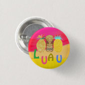 Hot Pink Luau Ronde Button 3,2 Cm (Voorkant /achterkant)