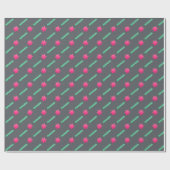 Hot Pink Magen David, Mint Streamers op Dark Grey Cadeaupapier (Vlak)