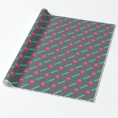Hot Pink Magen David, Mint Streamers op Dark Grey Cadeaupapier (Uitgerold)