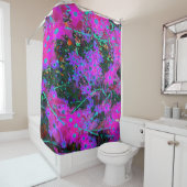 Hot Pink, Magenta en Aqua Blue Flowers Douchegordijn (In situ)