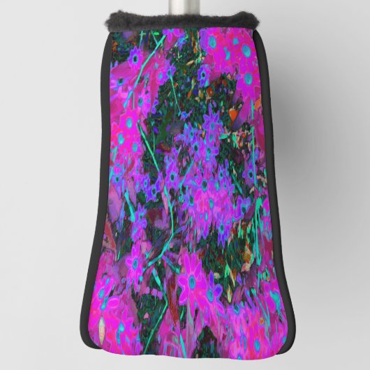  Hot Pink, Magenta en Aqua Blue Flowers Golfheadcover (Draai 90)