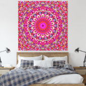 Hot Pink Mandala – Premium Wrapped Canvas Radiance Afdruk (Insitu (Slaapkamer))