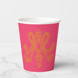 Hot Pink Marie Antoinette Monogram Papieren Bekers