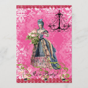 Hot Pink Marie-uitnodiging Kaart