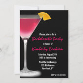 Hot Pink Martini Bachelorette Party Kaart (Voorkant)