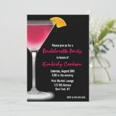 Hot Pink Martini Bachelorette Party Kaart (Staand voorkant)