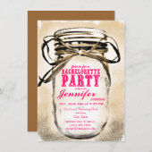 Hot Pink Mason Jar Bachelorette Party Kaart (Voorkant / Achterkant)