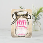 Hot Pink Mason Jar Bachelorette Party Kaart (Staand voorkant)
