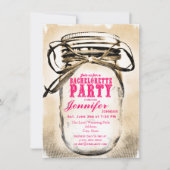 Hot Pink Mason Jar Bachelorette Party Kaart (Voorkant)