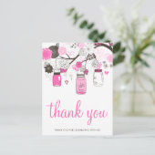 Hot Pink Mason Jars Wedding Bedankt Briefkaart (Staand voorkant)