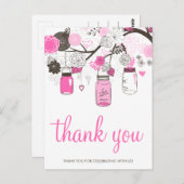Hot Pink Mason Jars Wedding Bedankt Briefkaart (Voorkant / Achterkant)