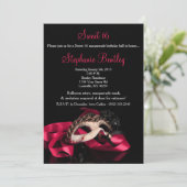 Hot Pink Masquerade Sweet 16 Birthday Uitnodiging (Staand voorkant)