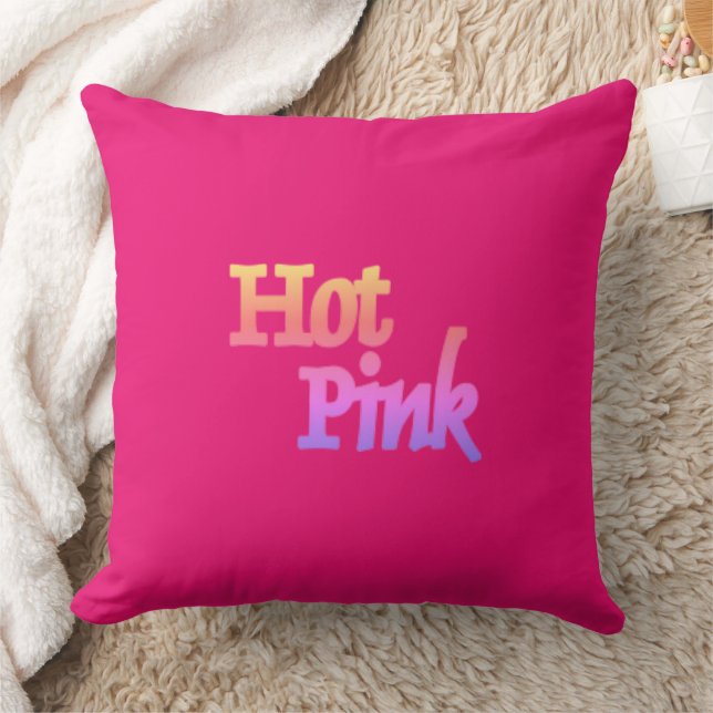 Hot Pink met naam vierkante kussen (Deken)