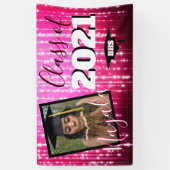 Hot Pink met spaarkjes| Monogram Afstuderen Foto Spandoek (Verticaal)