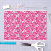 HOT PINK MET TROPISCHE WITTE HIBISCUS-STROMEN TISSUEPAPIER (Craft)