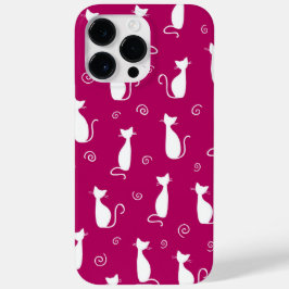 HOT PINK MET WHITE SITE CAT PATTERN Case-Mate iPhone 14 PRO MAX HOESJE