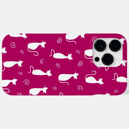 HOT PINK MET WHITE SITE CAT PATTERN Case-Mate iPhone CASE (Achterkant (horizontaal))