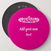 Hot Pink met witte Tiara Custom Princess Badge Ronde Button 6,0 Cm (Voorkant /achterkant)
