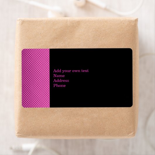 Hot Pink Metal Glitter Zwart Label Gift Sticker (Insitu)
