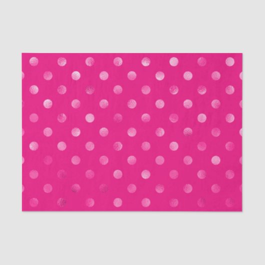 Hot Pink Metallic Faux Foil Polka Dot Swiss Stippe Tissuepapier (Voorkant)