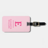 Hot Pink Minimal Modern Monogram Bagagelabel (Voorkant horizontaal)