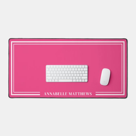 Hot Pink Minimalist Monogram Bureaumat (Keyboard & Muis)