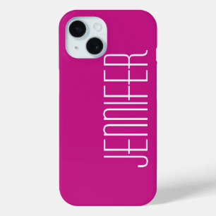 Hot Pink, minimalistisch, Jumbo Custom Name, elega iPhone 15 Case