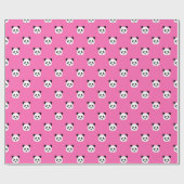 Hot Pink - Minimalistisch Panda Patroon Cadeaupapier (Vlak)